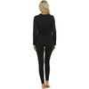 ViCherub Womens Thermal Underwear Set Long Johns Base Layer Fleece Lined Cold Weather Soft Top Bottom Black 2XL