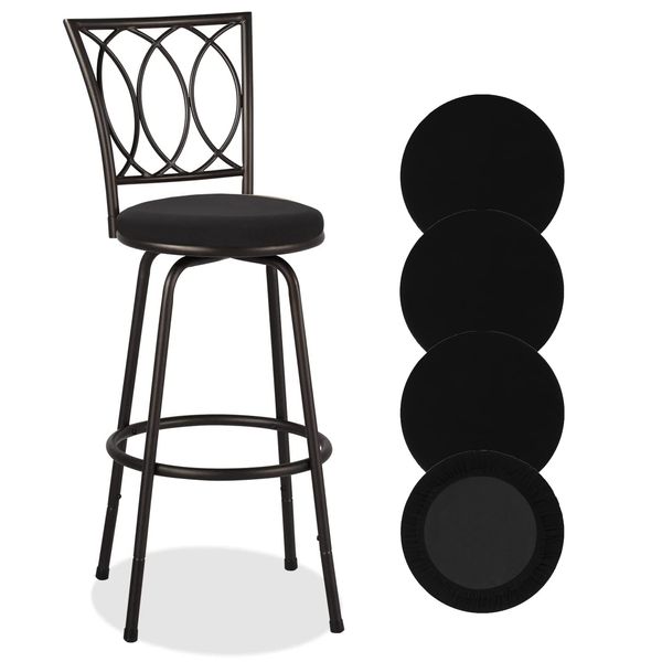 Deisy Dee 4PCS Round Bar Stool Seat Covers Stretch Round Chair Covers for 13-16 Inch Stool Chair (Black)