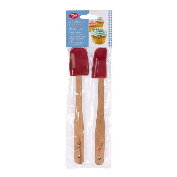 Tala Set of 2 Mini Silicone Spatulas with Wooden Handles, For Baking, Cooking, Spreading and Mixing, Kitchen utensil, Non-stick friendly, Heat Resistant and Dishwasher Safe Heads