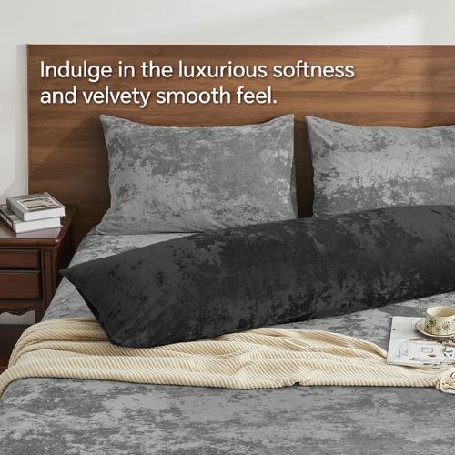 BEDELITE Velvet Body Pillow Cover with Zipper, Soft and Plush 20x54 Long Pillow Case, Velvety Smooth and Cozy Body Pillow Pillowcase for Bedroom and Couch, for All Seasons(Black)