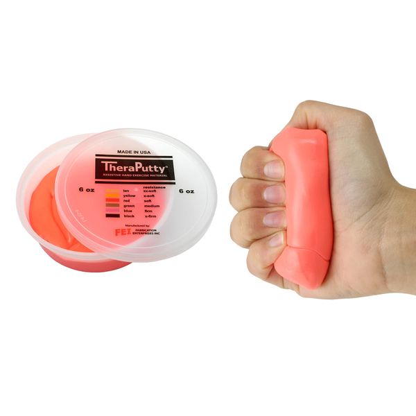 CanDo TheraPutty Antimicrobial - Therapeutic modelling clay - 6 oz - red (light)