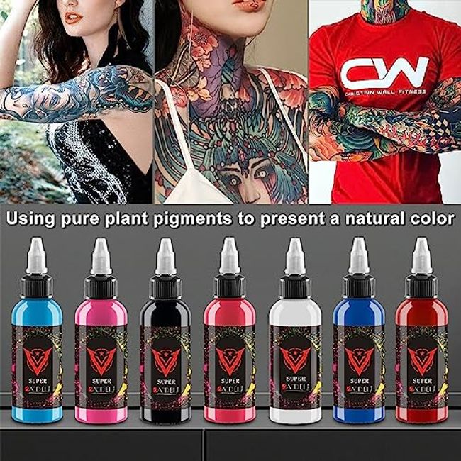 14pcs Tattoo Ink Set Tattoo Professional Supply Black Tattoo Ink Color Set  Red White Tattoo Ink Tattoo Pigment Set for Body Art Long Lasting 1/6oz