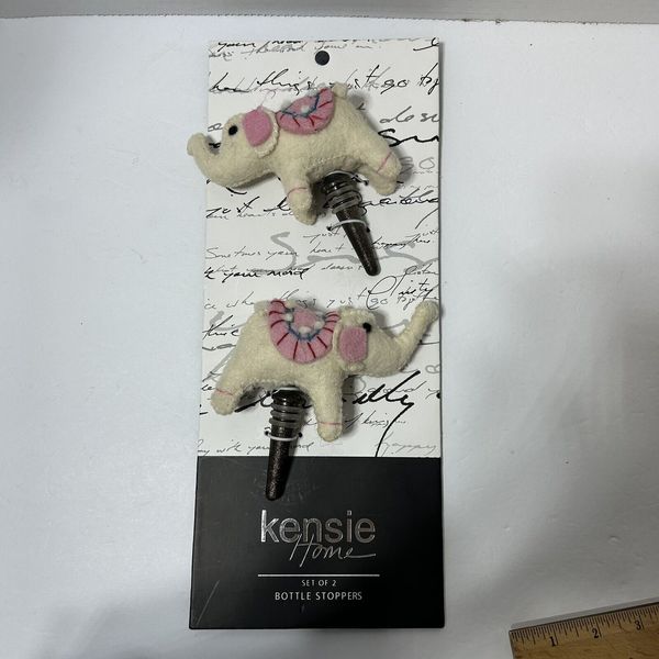 Set of 2 Kensie Home Wine Bottle Stoppers Felt Elephant