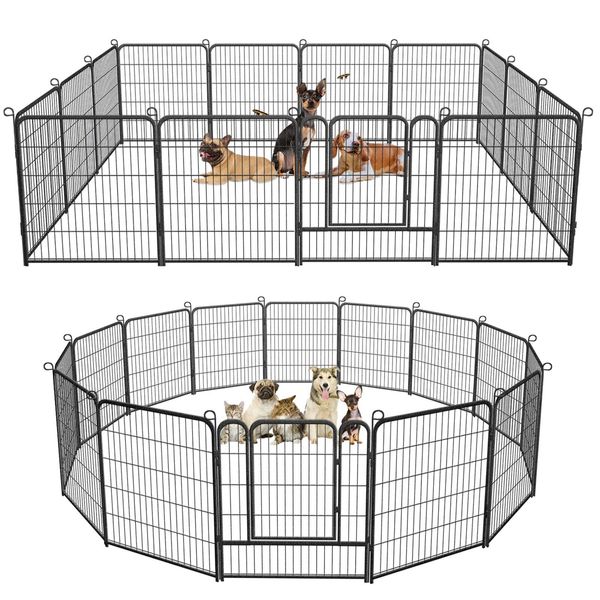 14 Panels 32 Inch Heavy Duty Dog Playpen Exercise Pen Pet Fence Cage with Doors