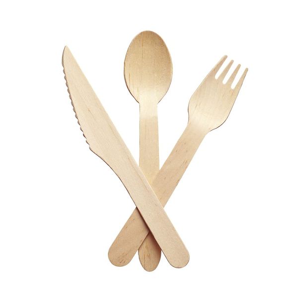 1Above 100Pk Disposable Wooden Cutlery Set, 100% Natural and Biodegradable, Eco-Friendly Cutlery Set for Wedding, Office and Party Picnic (Cutlery Set)