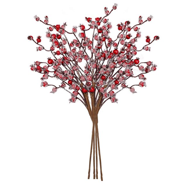 Berry Picks - 12 Artificial Red Berry Stems Red Christmas Tree For Home  Decor