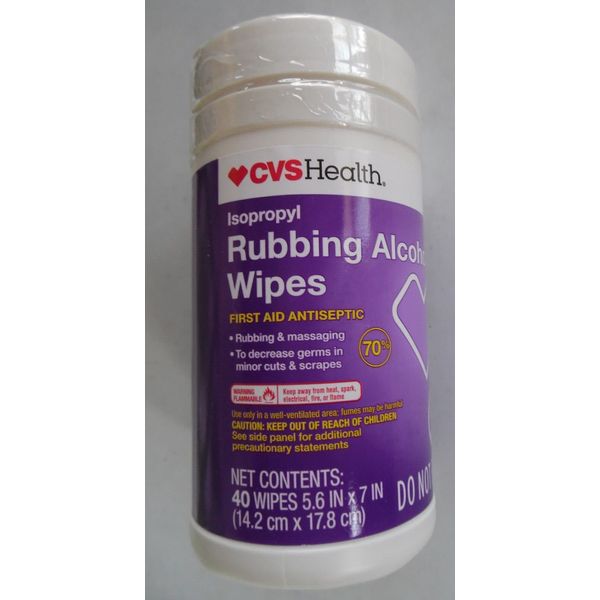 CVS Isopropyl 70% Rubbing Alcohol Wipes 40 Wipes 5.6"X7"   New   MF