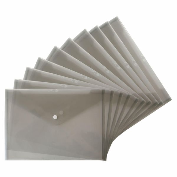 FotoStation A4 Plastic Document Wallet | Translucent Grey Colour A4 Plastic Wallets Folders | Waterproof, Durable Popper Wallet Document Folder with Stud Button Closure (Pack of 70)