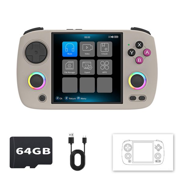 RG Cubexx Handheld Game Console RG Cubexx 3.95'' IPS Screen 720*720 with 64G TF Card Supports 3800mAh Battery,Supports TV and HDMI Retro Emulator Linux System Games Consoles(Gray)