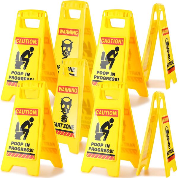 8 PCS Poop in Progress Toilet Humour Warning Sign April Fool's Day Toilet Occupied Caution Sign Novelty Funny Hilarious Joke Prank Gift for Fool's Day Restroom Office Decorations