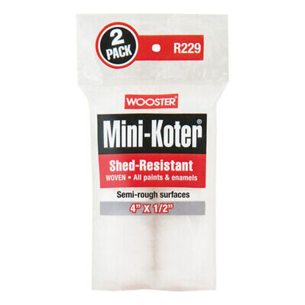 Wooster Mini-Koter Fabric 4 in.   W X 1/2 in.   S Mini Paint Roller Cover 2 pk