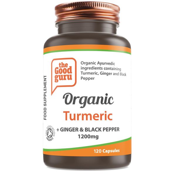 Organic Turmeric Ginger and Black Pepper Supplement 1200mg- 120-Capsules by The Good Guru