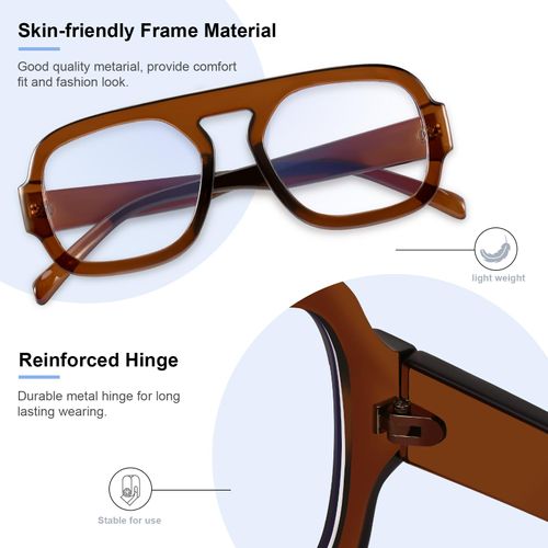 YMRFW Aviator Blue Light Blocking Glasses for Women Men Square Flat Top Glasses Computer TV Eyeglasses Anti Eyestrain