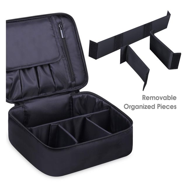 2 Main Compartments Waterproof Black Small Makeup Bag Polyester Daily Travel  Cosmetic Bags for Women with Detachable Handle - China Polyester Cosmetic  Bag and Makeup Bag price