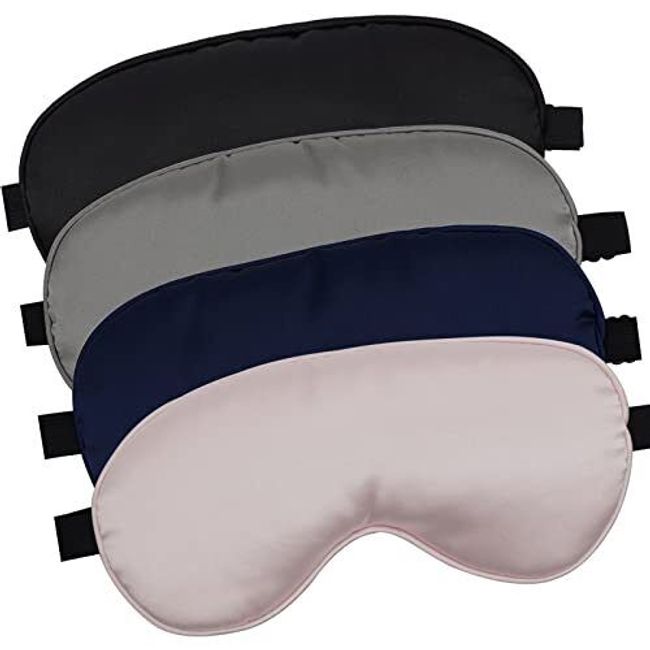 4 Pack Sleep Eye Mask Silk Satin Eye Cover with Adjustable Strap for Travel Nap