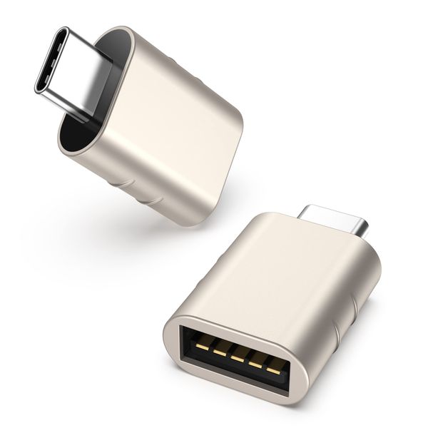 Syntech USB C auf USB Adapter(2 Stücke), Thunderbolt 3 to USB 3.0 Adapter Kompatibel mit iPhone 15 Pro Max MacBook Pro 2021/Air 2022 iPad Mini 6 iMac Surface Pro 8/X Go und mehr, Sternenlicht