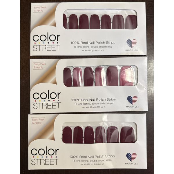 Color Street Nail Polish Strips -  1 Venetian Velvet,  2 London Calling Set Of 3