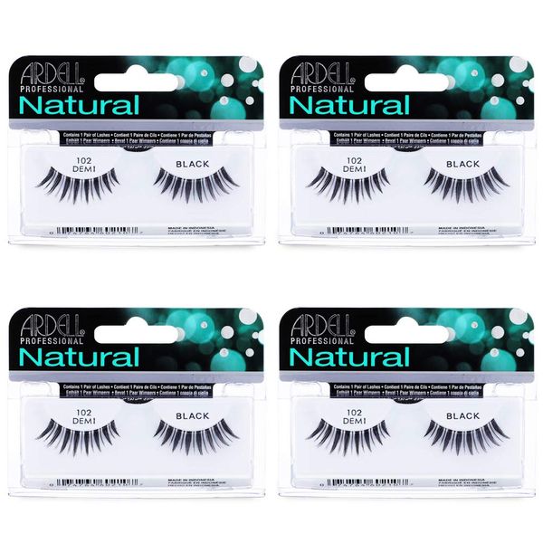 Ardell Natural Lashes False Eyelashes 102 Black Demi (4 pack)