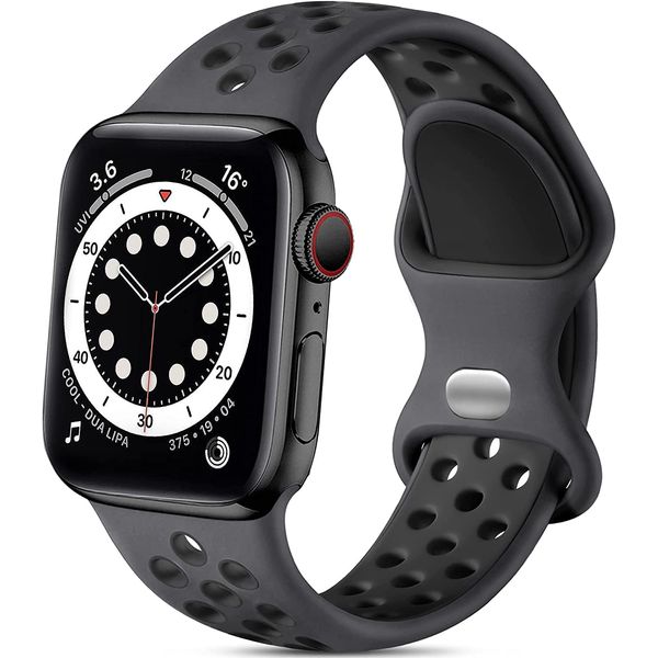 Lerobo Compatible with Apple Watch Band 44mm 45mm 42mm 49mm Women Men,Soft Silicone Breathable Replacement Sport Bands Compatible for Apple Watch Ultra 2 Band SE iWatch Series 9 8 7 6 5 4 3 2 1 Black