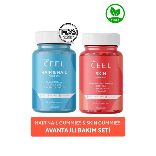 2'li Cilt ve Saç & Tırnak Gummy Vegan Çiğnenebilir Vitamin