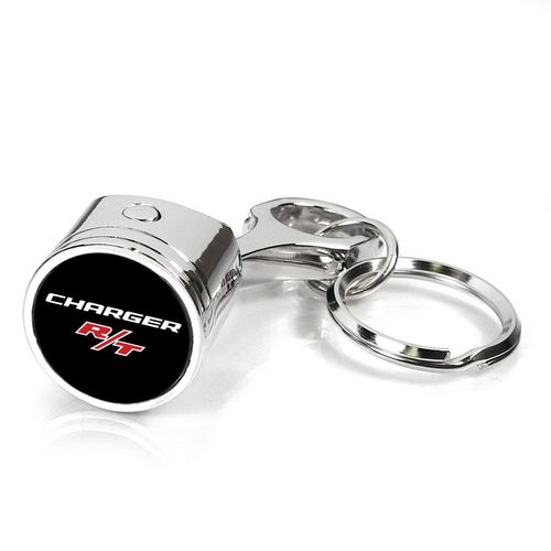 iPick Image Made for Dodge Charger R/T Chrome Finish Engine Piston and Rod Metal Key Chain Keychain