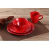 Elegant and Modern Stoneware Scroll Dinnerware Set for Parties - Red, 16 Piece