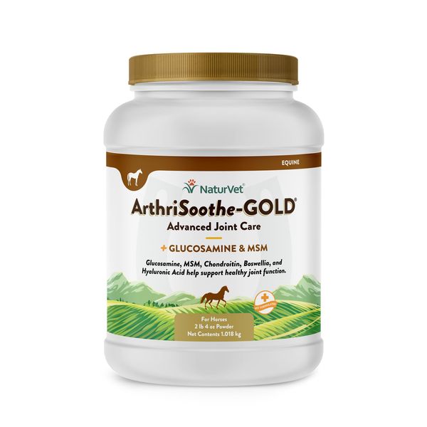 NaturVet ArthriSoothe Gold Advanced Joint Horse Supplement Powder – For Healthy Joint Function in Horses – Includes Glucosamine, MSM, Chondroitin, Hyaluronic Acid – 60 Day Supply