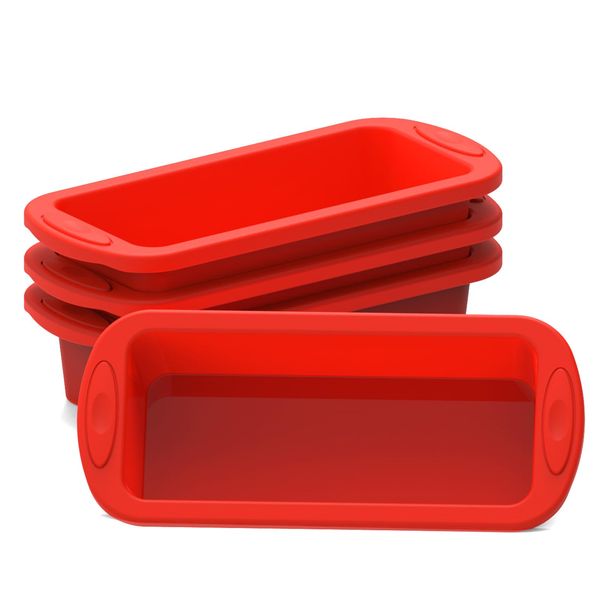 SILIVO Silicone Bread and Loaf Pans (4 Pack) - Nonstick Silicone Baking Mold for Homemade Loaf, Bread and Meatloaf