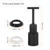 sourcing map E14 Light Socket Rings Metal Lamp Shade Holder Ring Replacement with Removal Tool Black White 1 Set/9pcs