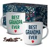 Triple Gifffted Best Ever Grandparents Gifts from Grandkids, Grandma and Grandad Coffee Mugs, Gift Idea on Christmas from Grandchildren, Grandson, Granddaughter, Mothers Day, Ceramic Cup, 380ML