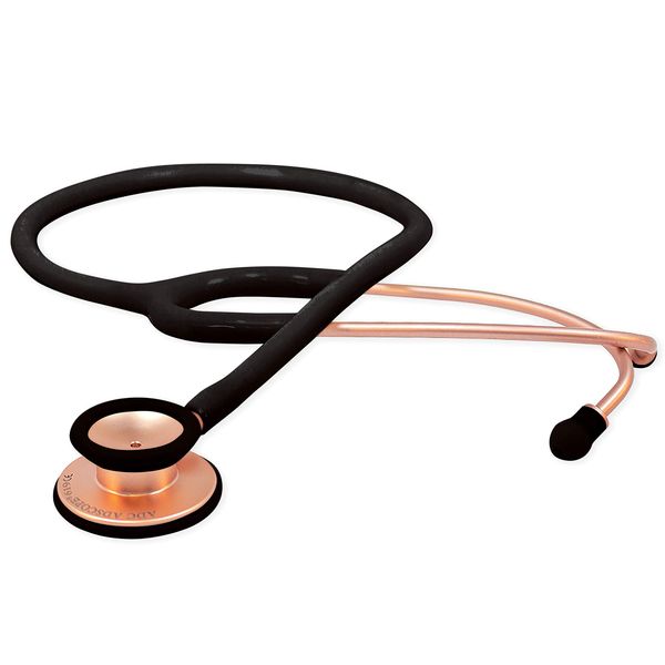 ADC Adscope Lite 619 Ultra Lightweight Clinician Stethoscope with Tunable AFD Technology, Lifetime Warranty, Rose Gold with Black Tubing