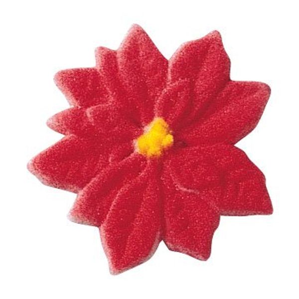 Item#37808 - Small Poinsettia Molded Sugar Cake/Cupcake Decorations - 12 ct