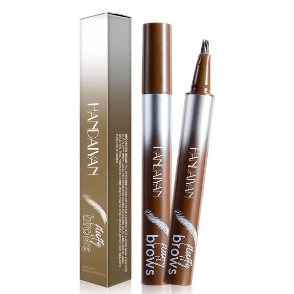 Magic Liquid Eyebrow Pen & Brow-Fection Angled Brush Eyebrow Pencil – Waterproof, Long-Lasting for Natural-Looking Full Brows (# 03)