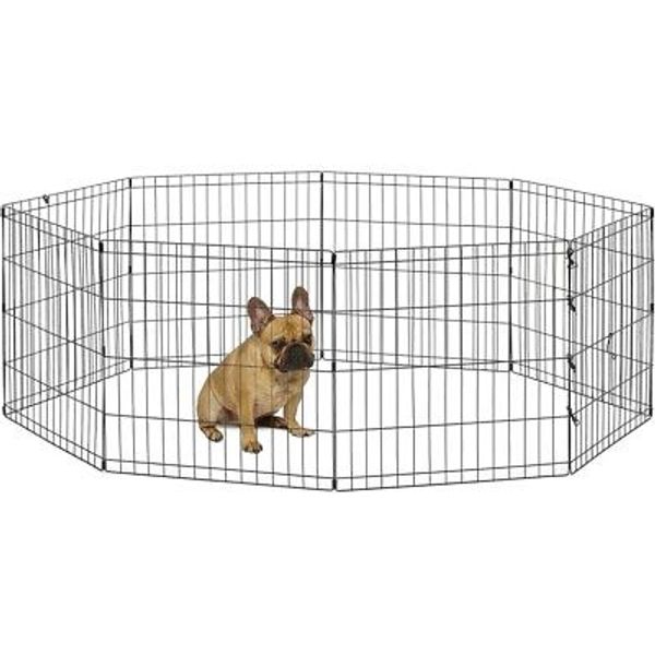 New World Pet Products 24" Foldable Black Metal Dog Exercise Pen No Door