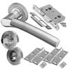 Arkus Door Handle Set - Bathroom Door Pack - Polished Chrome/Satin Chrome