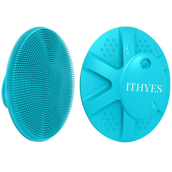 Ithyes Silikon Duschbürste,Körperbürste,Badebürste,Silicone Body Scrubber,Trockenbürste Körper,Peeling Bürste,Schaumt gut Leicht zu Reinigen Hygienischer Massagebürste Körper 1 Stück (Blaugrün)