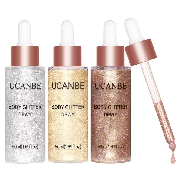 UCANBE Liquid Highlighter Hydratation Make-up Highlighter Body Luminizer Flüssig Highlighter Creme Geschenk zum Valentinstag (3 Flaschen)