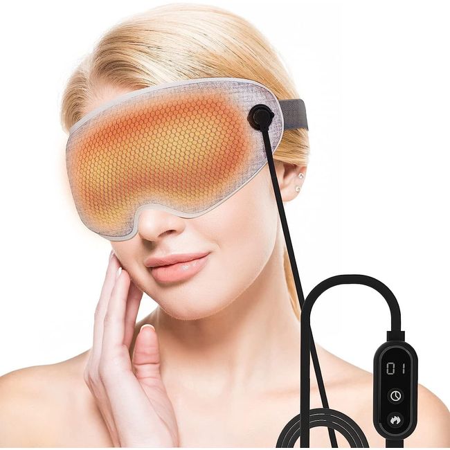 Heated Sleep Eye Mask, 3D Blackout Memory Foam Eye Cups Design, Reduces Pressure