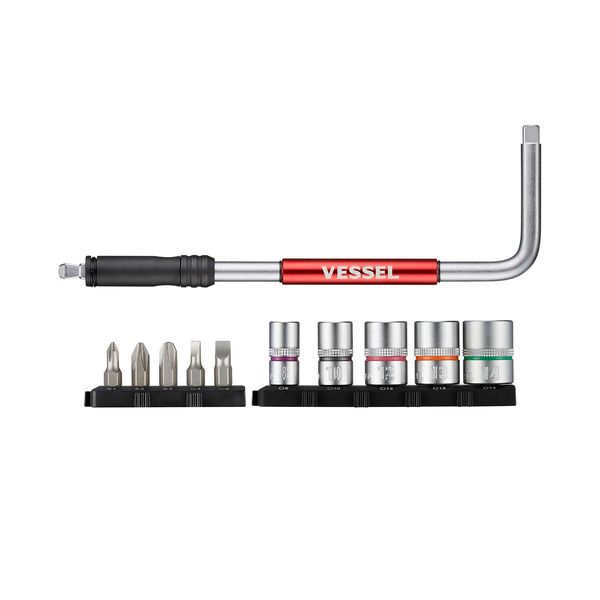 Vessel SLH2-1 2-Way Speed L-Shaped Handle Bit/Socket Set
