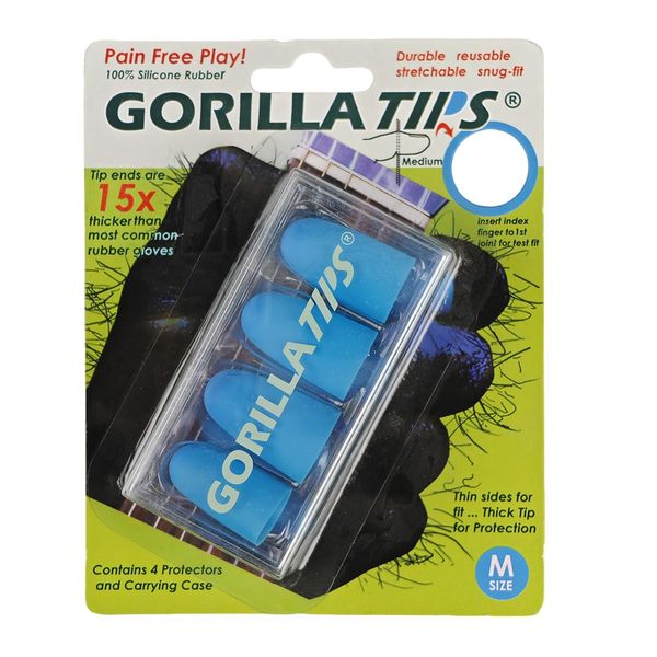 GORILLA TIPS Guitar Practice Tool GTP Finger Sack Assisted String Pain Relief Blue Medium Size M
