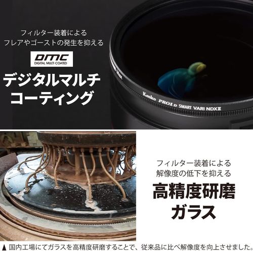Kenko 014516 Pro1D Smart Variable ND Filter, NDX II, 2.8 inches (72 mm), ND3 - 32, No X-shaped Unevenness, ND3-450 Stepless Adjustment, Water and Oleophobic Coating, Made in Japan