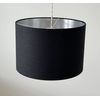 Black Textured 100% Linen Brushed Silver Drum Lampshade