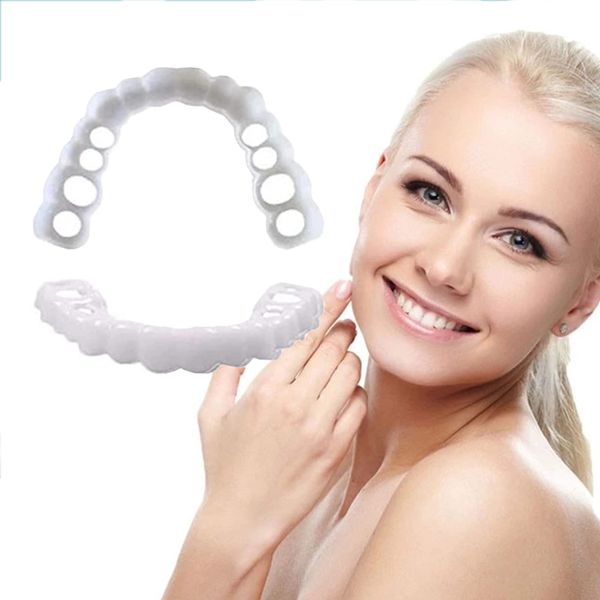 XINMLH 2 Pairs Denture Esthetic Teeth Instant Veneer Denture Top and Bottom False Teeth, Comfort Fit for Instant and Confident Smile 6*6*3cm Null