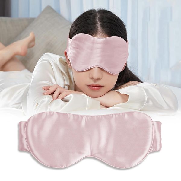 QIYUE Eye Mask for Sleeping Made of 100% MulberrySilk, Softest & Breathable Silk Eye Sleep Mask,Silk Sleep Mask for Women Men,Eye Sleep Shade Cover,Blocks Light Reduces Puffy Eyes Gifts (Cherry Pink)