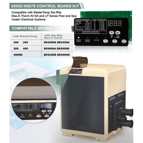 42002-0007S, 461105 Control Board Kit Compatible with MasterTemp Sta-Rite Max-E-Therm All NA and LP Series Pool and Spa Heater Electrical Systems, with 472610Z Switch Membrane Pad