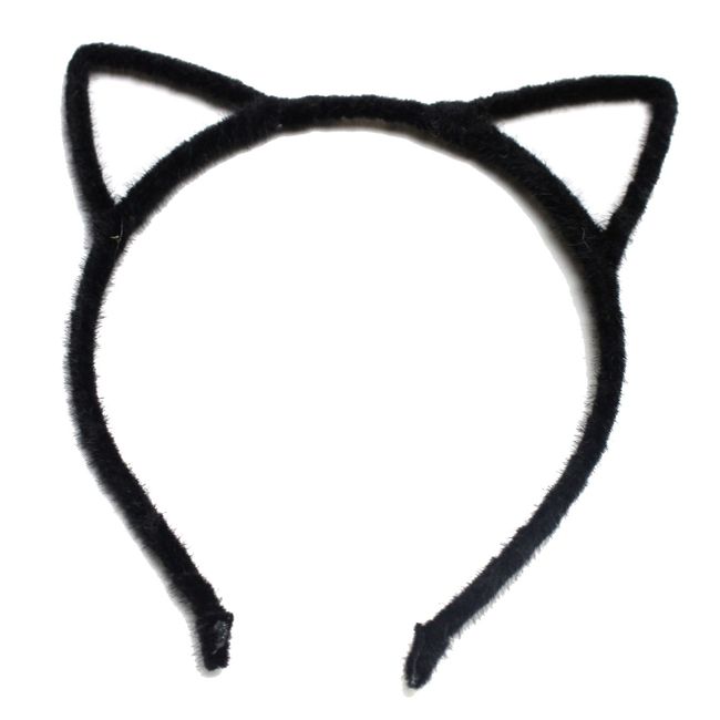 Alice Band Cat Ear Headband Adult Fluffy Women Hair Accessories Felt Metal (Black)