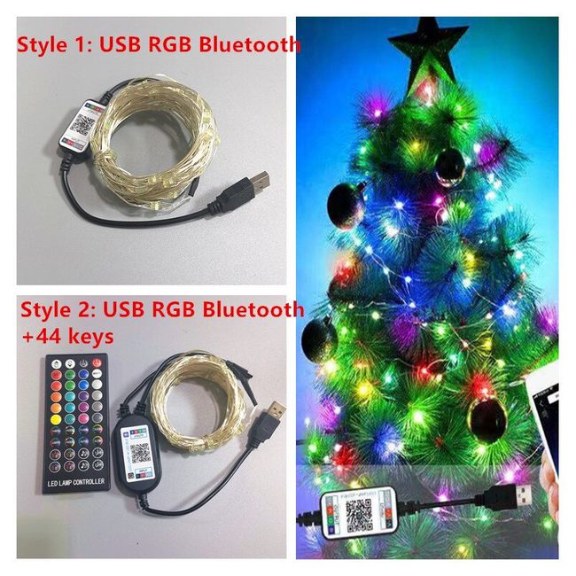 10m/20m Usb Christmas Tree Led String Lights With Smart Bluetooth