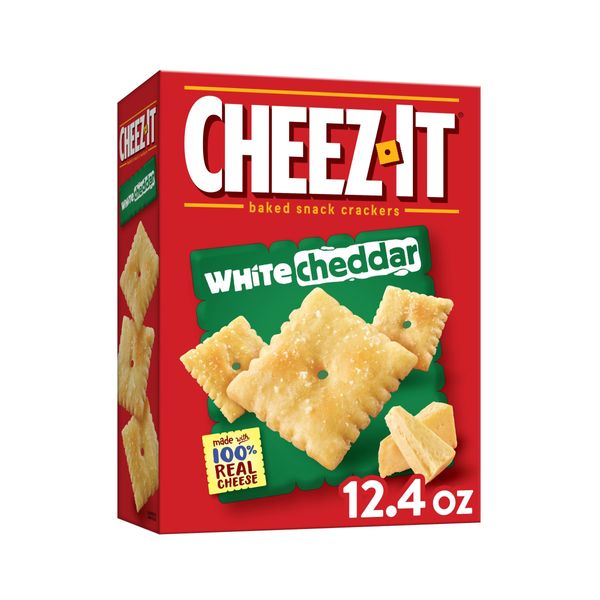 Cheez-It Cheese Crackers, Baked Snack Crackers, Lunch Snacks, White Cheddar, 12.4oz Box (1 Box)