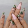 Nude Butterfly Leopard Press On Nails, Medium-Long, Glue On False Set,24 Pcs Kit