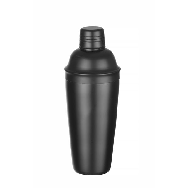 HENDI Cocktail Shaker, BarUp, mit integriertes Sieb, 3-teilig, matte Ausführung, Cobbler Shaker, Cocktailmixer, 0,8L, ø90x240mm, Edelstahl, schwarz